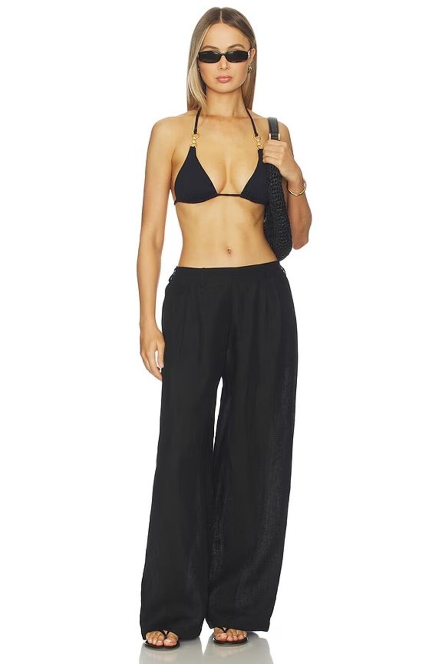 Vitamin A The Getaway Pant Wide Leg Linen Black Size Small